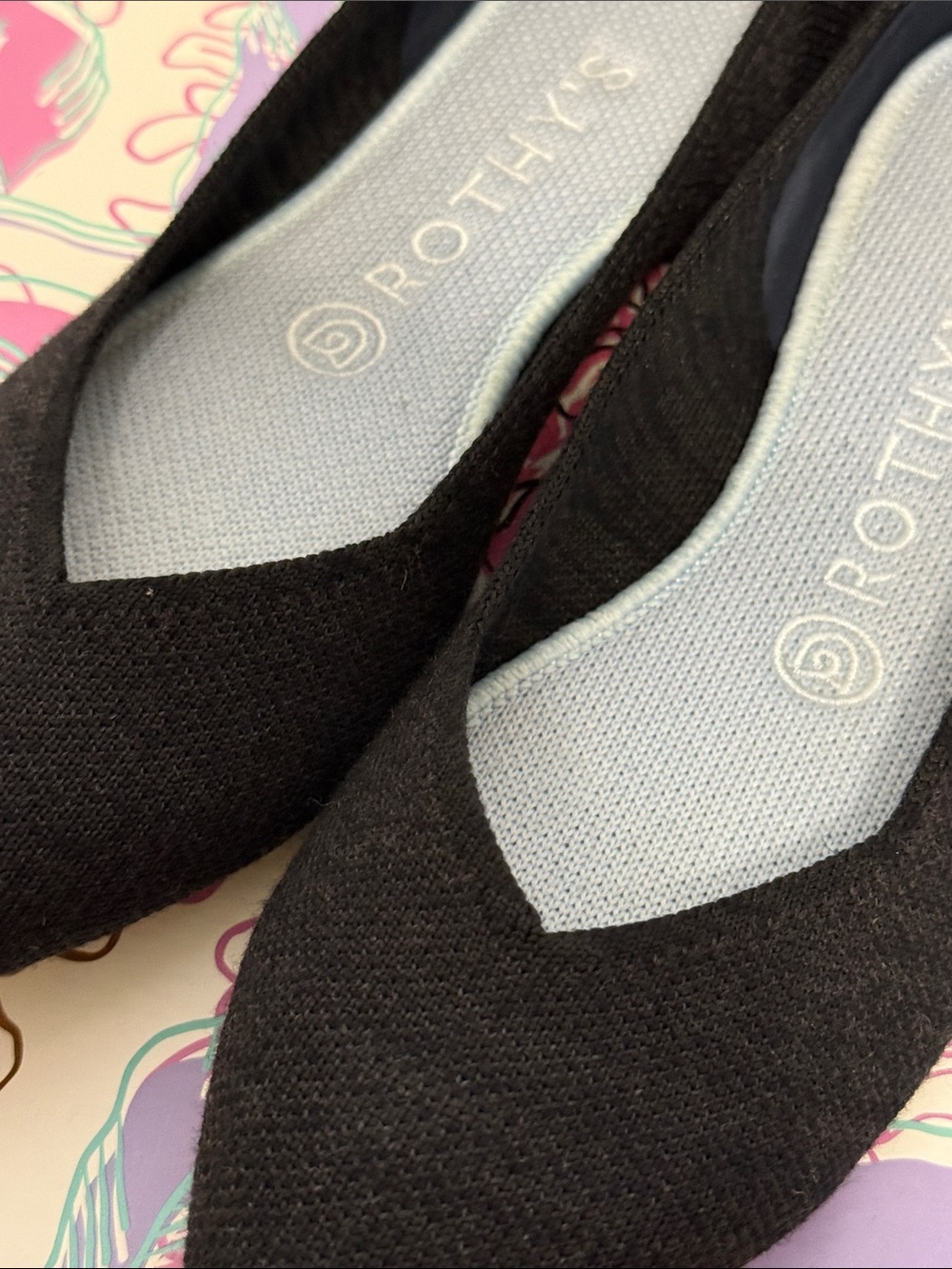 Rothy's Limited Merino Wool Charcoal Pointed-Toe Knit Flats - Women's - Picture 4 of 5